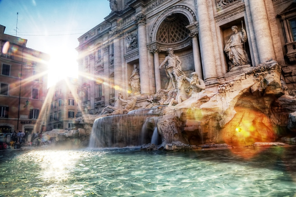 Sunburst At Trevi Fountain