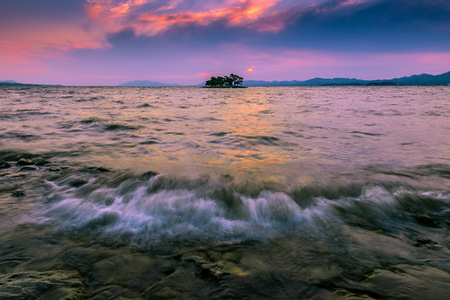 japan sunset sky light wave cloud weather landscape contrast colour bright lake island water nature spring