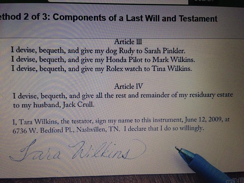 Last Will and testament sample form
