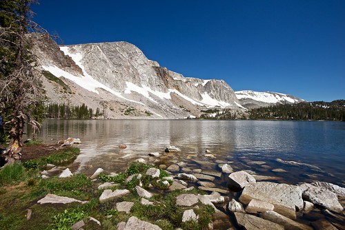 blue summer sky mountain lake snow mountains reflection tree nature water rock marie forest landscape snowy nationalforest rockymountains wyoming range laramie snowyrange medicinebow lakemarie