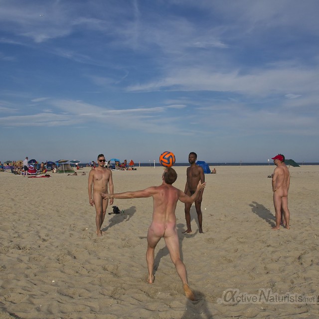 naturist football kick 0010 Sandy Hook, NJ, USA