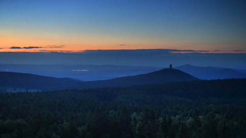 silhouette forest germany landscape bavaria evening dusk hills czechrepublic watchtower summersolstice stadlern böhmerwaldturm