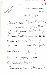 Sherrington to Hill - 18 January 1933 (AVHL I 3/90, WCG 44.15)