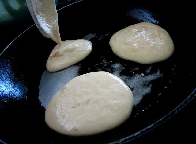 Cooking the pancakes