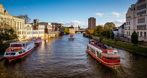 york city sunset red england panorama heritage history water sunshine architecture river boats boat unitedkingdom sony yorkshire ngc panoramic boating riverboat riverbank urbanlandscape lightroom canaletto 16x9 riverboats lendalbridge sonynex6 pwpartlycloudy