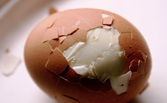 Earth and an hard boiled egg both have "rough" outer shells. 