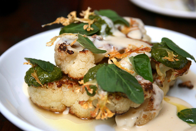 Roasted cauliflower, salsa verde