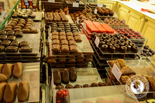 eating Belgian Chocolates in Brussels