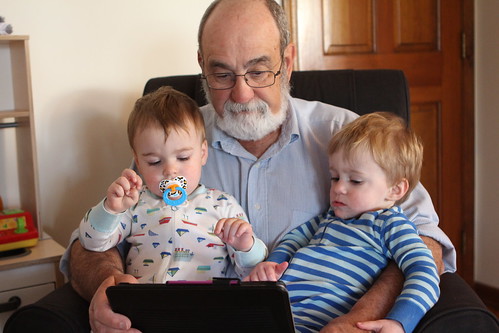 Grandpa Watching Videos with Elliott and Martin