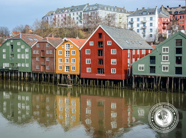 Colorful wooden houses in Trondheim Norway