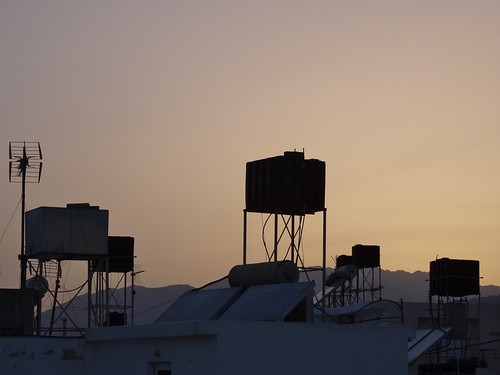 sunset house silhouette town kreta crete watertank hus stad solnedgång siluett ierapetra vattentank