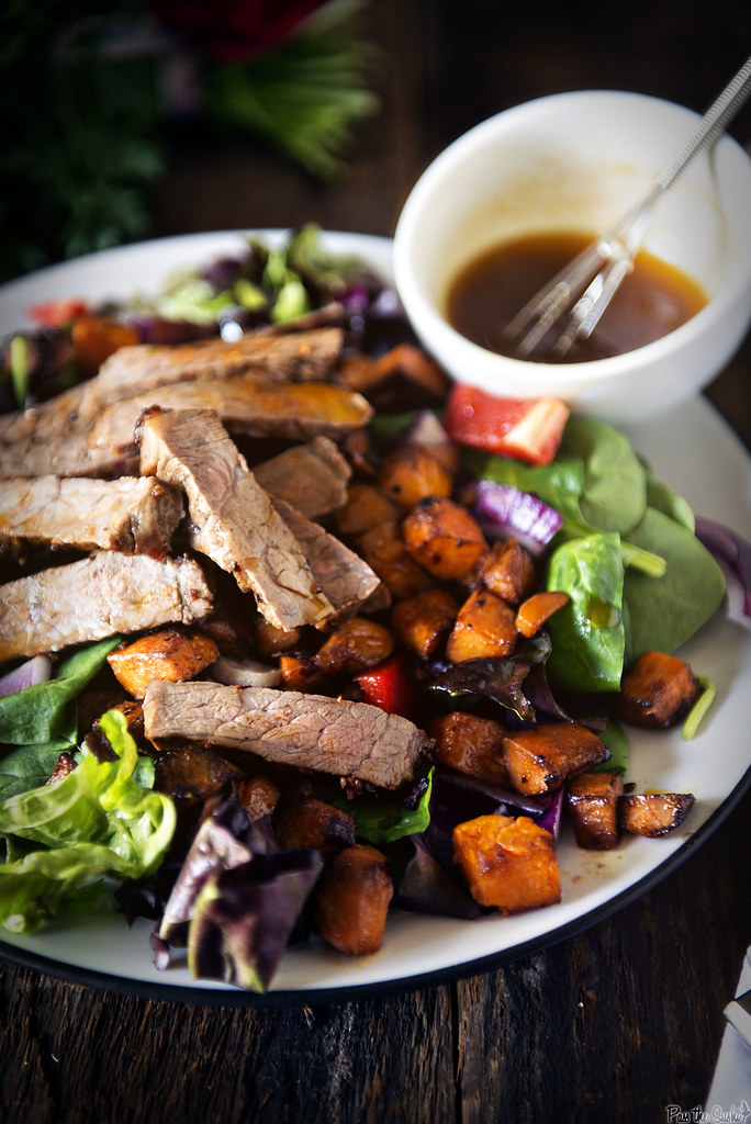 Grilled New York Strip and Sweet Potato Salad with Chile-Lime Dressing