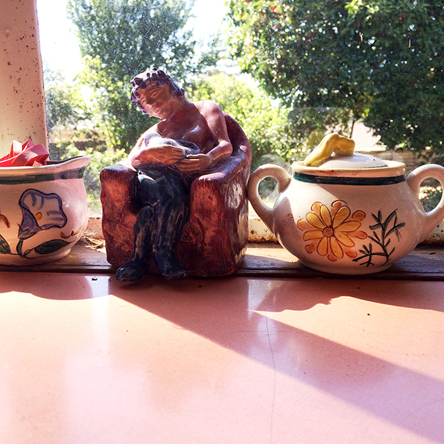handmade ceramic sculptures, afternoon sunshine