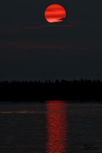 sunset sky cloud sun lake reflection water river smoke forestfire boreal sunball steveschwarz steveschwarzphotography