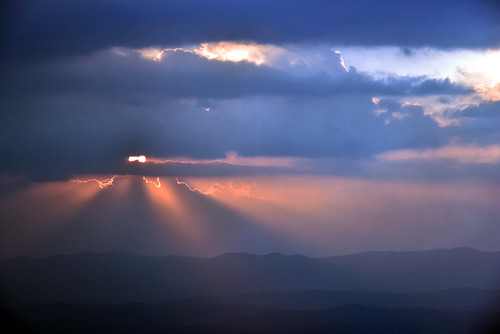 rays sky cloud mountain sunset