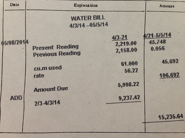 water bill April 2014