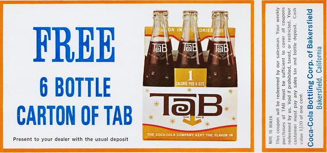 Tab coupon - Bakersfield, California U.S.A. - 1960s