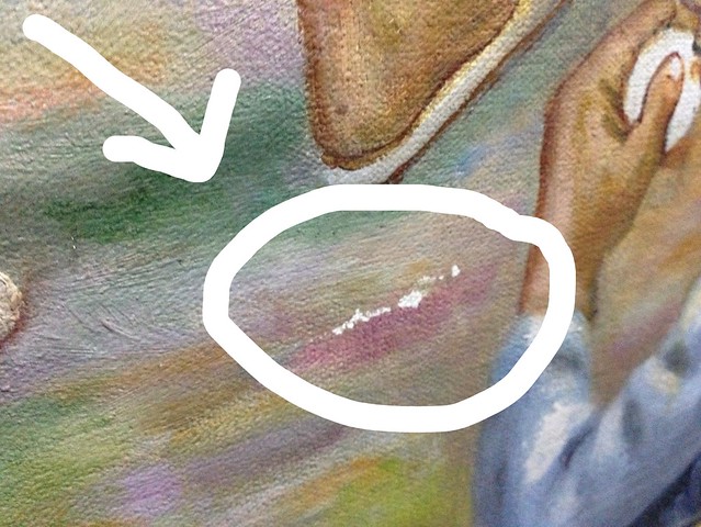 Scratches on Max Adlao painting