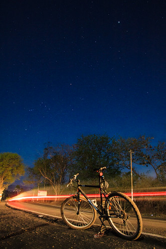 road night stars star trails mtb 50 btwin rockrider