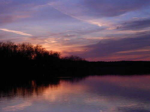 sunset sky lake reflection nature water landscape evening spring horizon