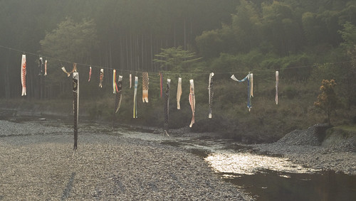 sunset fish japan river flags kii onsen nippon peninsula spa geothermal wakayama kawayu 川湯温泉