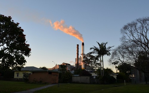 winter sunset shadow chimney sky mill buildings countryside factory australia nsw townscape smalltown lastlight plume northcoast broadwater northernrivers broadwatersugarmill