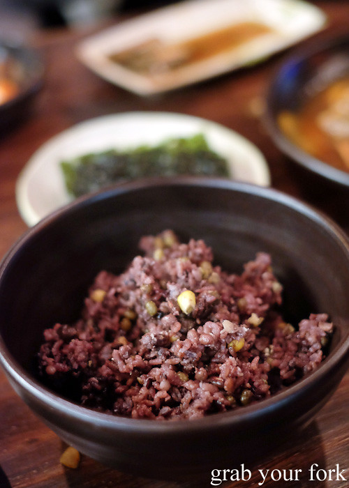 Ogok bap 9 grain rice and roasted seaweed at Kim Restaurant, Potts Point
