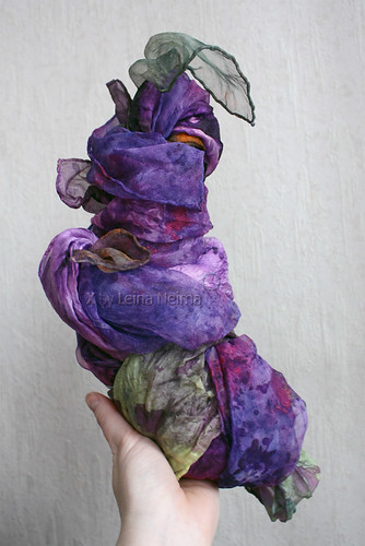 Caterpillar? Nope, just some of my hand dyed silk scarves :=)
