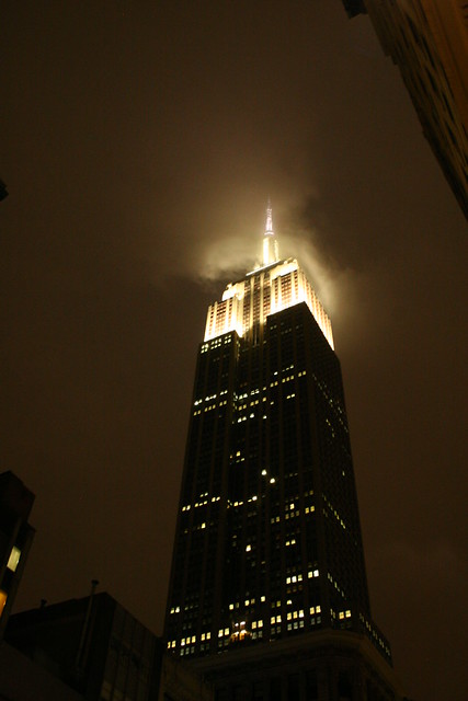 empire state building in mist