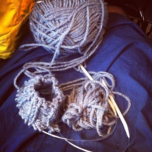 Knitting on the train