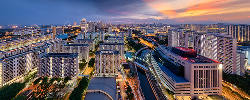 city travel bridge homes light sunset urban panorama nature skyline architecture modern buildings town singapore apartments glow cityscape skyscrapers natural north lavender structure housing tall rays exploration hdb epic ica estates scintillation scintt