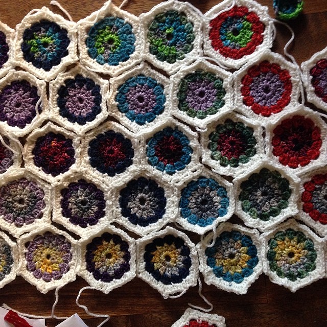 Progress report on the crocheted blanket!