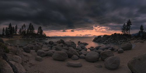 sunset lake storm beach clouds twilight laketahoe alpinelake easternsierra sandharborbeach