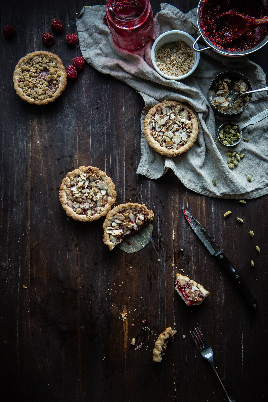 Raspberry Cardamom Almond Tarts