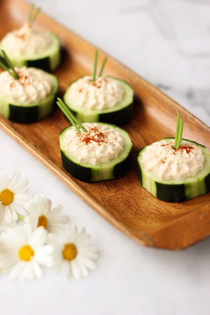 Sprouted Hummus Cucumber Cups