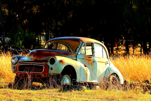 car automobile rusted morrisminor wreck derelict decaying dilapidated