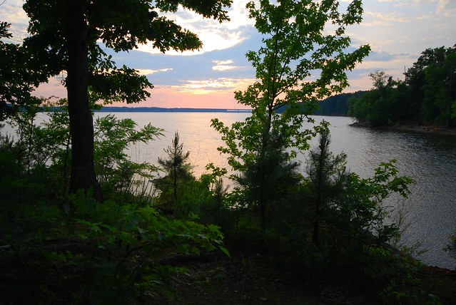 Sunset from the point near Cabin 11 at Occoneechee State Park