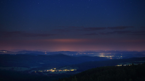 night forest germany stars landscape bavaria evening hills citylights nightsky summersolstice stadlern böhmerwaldturm