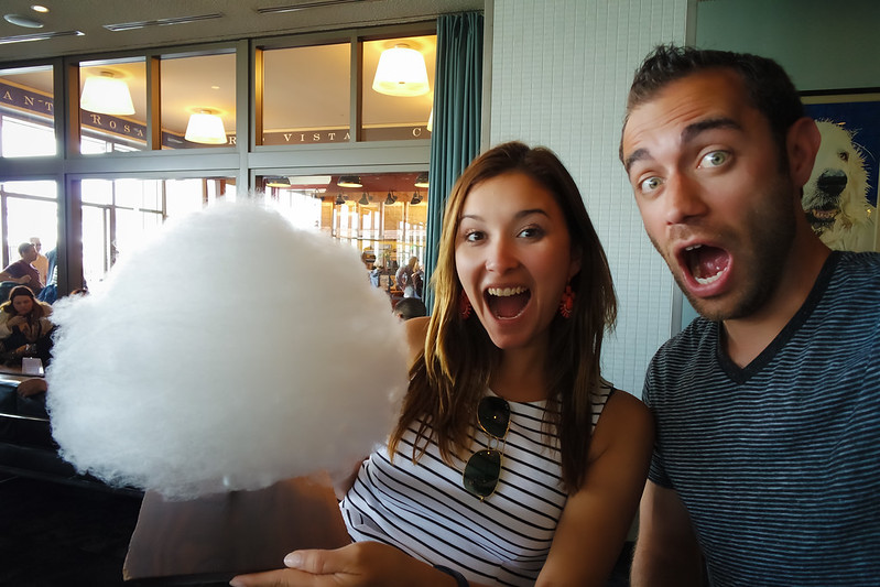 Deya and Nan with cotton candy at The Slanted Door