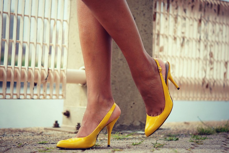 Yellow Patent Heels