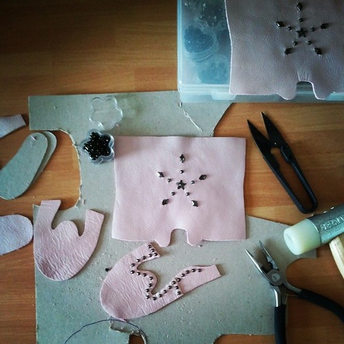 w.i.p. #Indianini #boots #Feeple60 #bjd #dolls #SD #pink #leather #studs