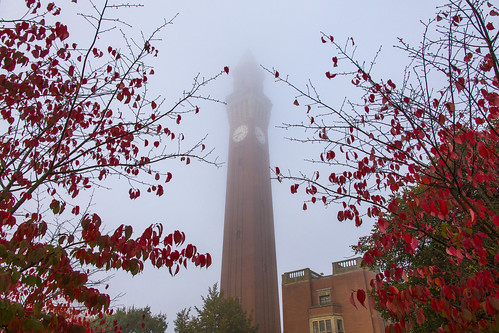 morning autumn red mist fog sunrise birmingham university clocktower universityofbirmingham chamberlainclocktower pwfall