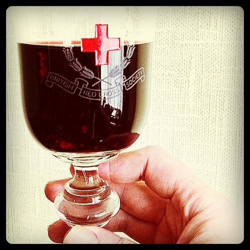 I love charity shops - British Red Cross Society glass £1  #wine #redwine #glass #drink