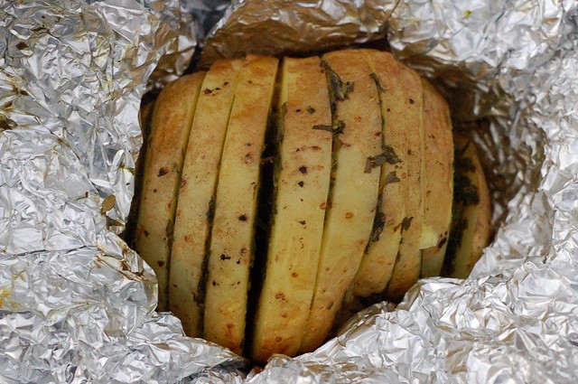 Grilled Herb Potatoes in Foil Jackets by Eve Fox, The Garden of Eating, copyright 2014