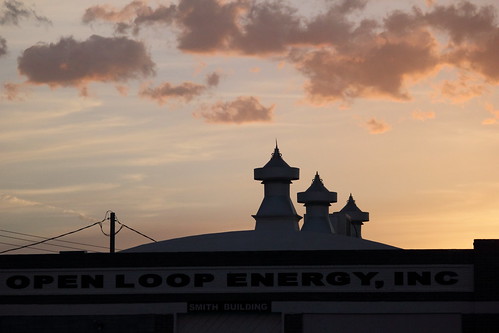canon arizona grahamcounty goldenhour openloopenergy silhouette industrial sunset clouds orange cumulus shapes