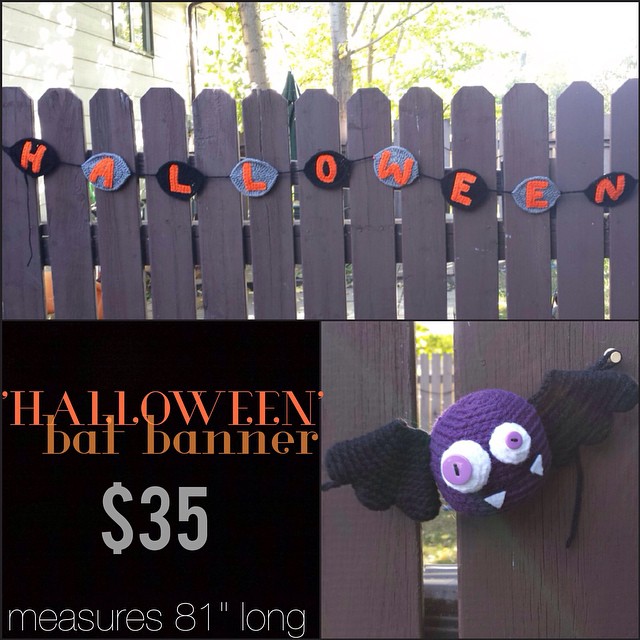 'HALLOWEEN' bat banner, 81" long, $35+shipping. please leave email & location, first comment gets it! shipping costs: Canada-$10 US- $12