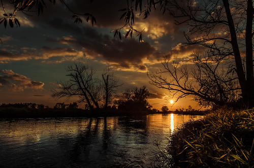 trees sunset sky sun nature water clouds river landscape poland waterscape piotrfil