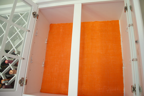 Add Color to Glass Door Cupboards with Fabric