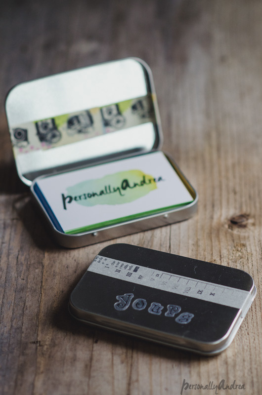 Business Cards with a decorated carrying tin | personallyandrea.com