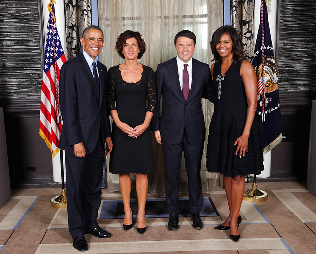 New York, Barack Obama e Michelle Obama con Matteo Renzi e Agnese Landini